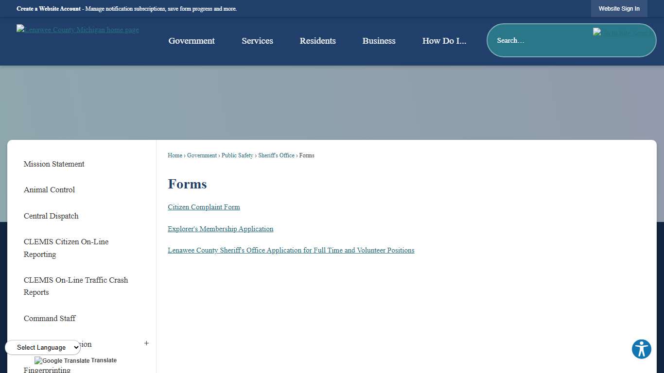 Forms Lenawee County, MI